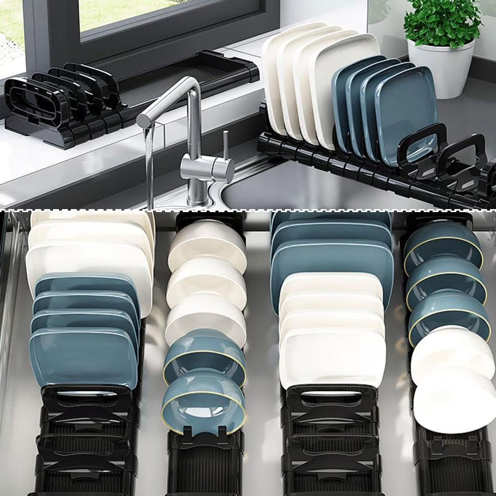 Adjustable Dish & Bowl Rack Organizer